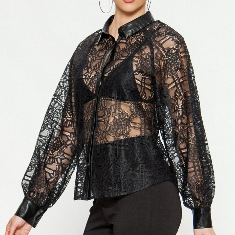 NEW Jealous Tomato Black Laced Blouse - Picture 2 of 6